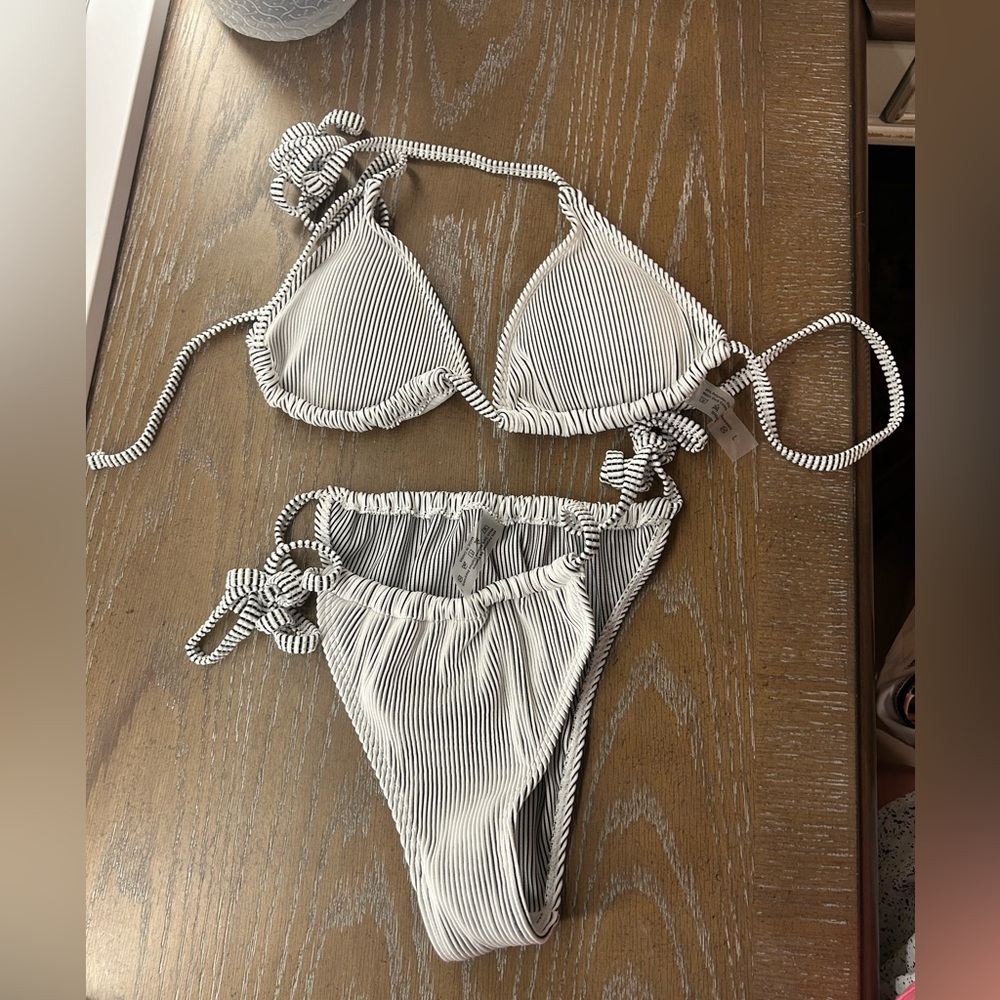 Black and white SHEIN swimsuit large both top and bottom- never worn